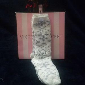 VS soft plush fuzzy slippers socks witg grips